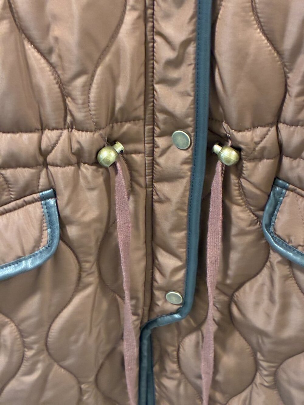 LOGO Lori Goldstein Brown Sleeveless Long Diamond Quilt Puffer Vest Women 1X - Picture 5 of 10
